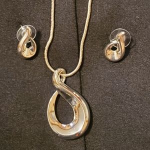 Napier silver tone Earrings and Necklace set